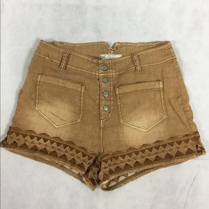 Free People Tan Button Up Shorts Size 8